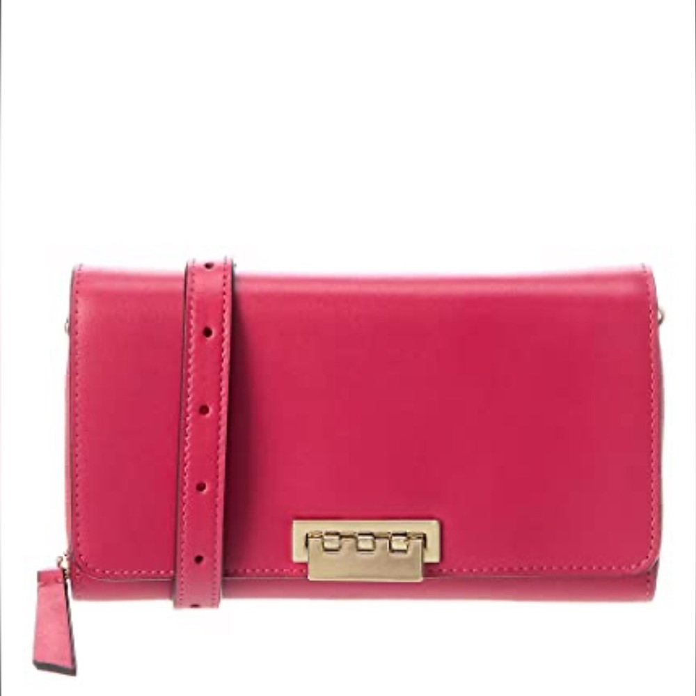 Women’s Leather Handbag ZAC Zac Posen Earthette Convertible Wallet Red Crossbody - Picture 1 of 7